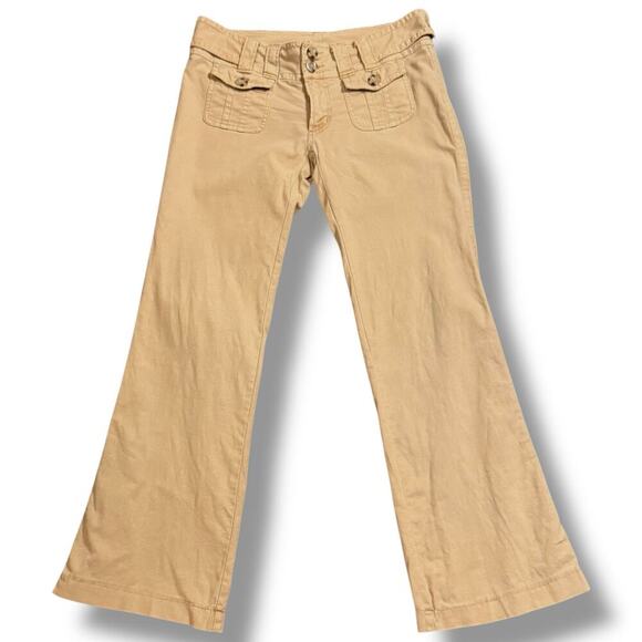 Y2K Sundance Khaki Pants Womens Tan Flared Low Rise Vintage Size P4 - Picture 1 of 5